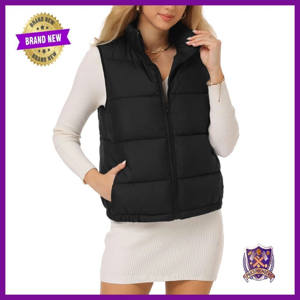 Women's Lightweight Puffer Vest Water Repellent 4 Pockets Fall Winter